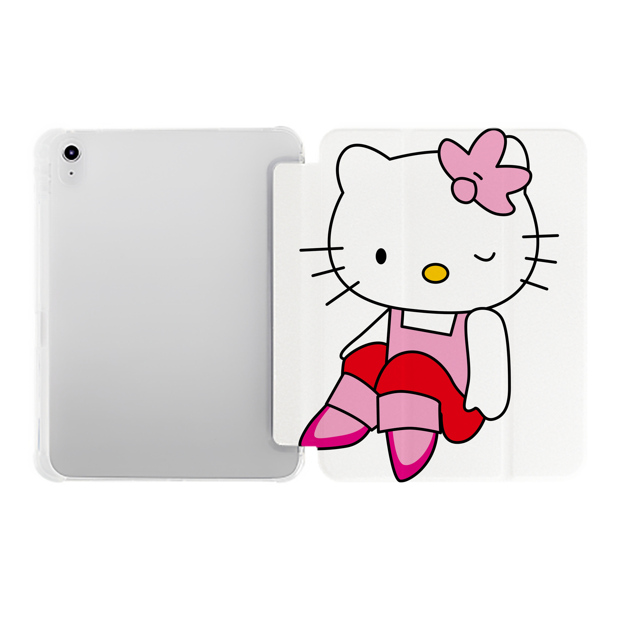 （画像用） Hello Kitty ハローキティ IPad ケース ペン収納付き 三つ折りスタンド PUレザー×シリコン 対応機種9.5/10.5/10.9インチ
